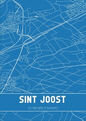Blueprint of the map of Sint Joost located in Limburg the Netherlands.