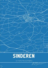 Blueprint of the map of Sinderen located in Gelderland the Netherlands.