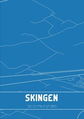 Blueprint of the map of Skingen located in Fryslan the Netherlands.