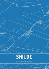 Blueprint of the map of Smilde located in Drenthe the Netherlands.