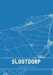 Blueprint of the map of Slootdorp located in Noord-Holland the Netherlands.