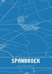 Blueprint of the map of Spanbroek located in Noord-Holland the Netherlands.