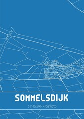 Blueprint of the map of Sommelsdijk located in Zuid-Holland the Netherlands.