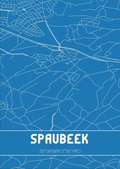 Blueprint of the map of Spaubeek located in Limburg the Netherlands.