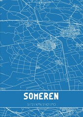 Blueprint of the map of Someren located in Noord-Brabant the Netherlands.