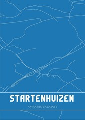 Blueprint of the map of Startenhuizen located in Groningen the Netherlands.