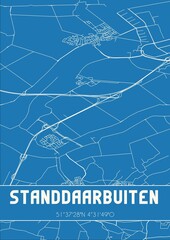 Fototapeta premium Blueprint of the map of Standdaarbuiten located in Noord-Brabant the Netherlands.
