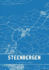 Blueprint of the map of Steenbergen located in Noord-Brabant the Netherlands.