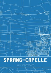 Blueprint of the map of Sprang-Capelle located in Noord-Brabant the Netherlands.