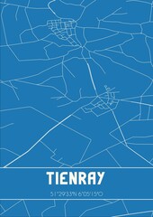Blueprint of the map of Tienray located in Limburg the Netherlands.