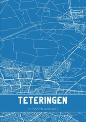 Blueprint of the map of Teteringen located in Noord-Brabant the Netherlands.
