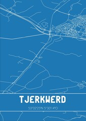 Blueprint of the map of Tjerkwerd located in Fryslan the Netherlands.