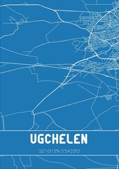 Blueprint of the map of Ugchelen located in Gelderland the Netherlands.