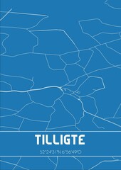 Blueprint of the map of Tilligte located in Overijssel the Netherlands.