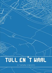 Blueprint of the map of Tull en 't Waal located in Utrecht the Netherlands.