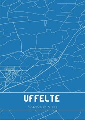 Obraz premium Blueprint of the map of Uffelte located in Drenthe the Netherlands.