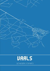 Blueprint of the map of Vaals located in Limburg the Netherlands.