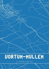 Blueprint of the map of Vortum-Mullem located in Noord-Brabant the Netherlands.