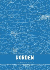 Blueprint of the map of Vorden located in Gelderland the Netherlands.