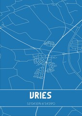 Fototapeta premium Blueprint of the map of Vries located in Drenthe the Netherlands.