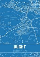 Blueprint of the map of Vught located in Noord-Brabant the Netherlands.