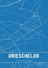 Blueprint of the map of Vriescheloo located in Groningen the Netherlands.