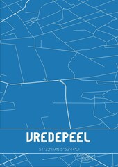 Blueprint of the map of Vredepeel located in Limburg the Netherlands.