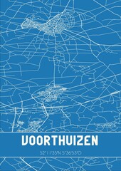 Blueprint of the map of Voorthuizen located in Gelderland the Netherlands.