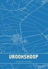 Blueprint of the map of Vroomshoop located in Overijssel the Netherlands.