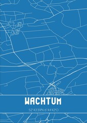 Blueprint of the map of Wachtum located in Drenthe the Netherlands.