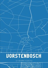 Blueprint of the map of Vorstenbosch located in Noord-Brabant the Netherlands.