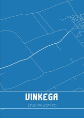 Blueprint of the map of Vinkega located in Fryslan the Netherlands.