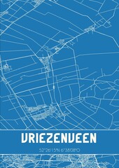 Blueprint of the map of Vriezenveen located in Overijssel the Netherlands.