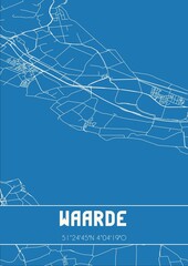 Blueprint of the map of Waarde located in Zeeland the Netherlands.