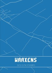 Blueprint of the map of Waaxens located in Fryslan the Netherlands.