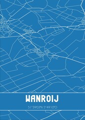 Blueprint of the map of Wanroij located in Noord-Brabant the Netherlands.