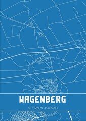 Blueprint of the map of Wagenberg located in Noord-Brabant the Netherlands.