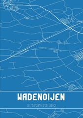 Blueprint of the map of Wadenoijen located in Gelderland the Netherlands.