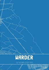 Blueprint of the map of Warder located in Noord-Holland the Netherlands.