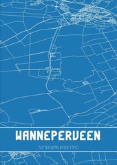 Blueprint of the map of Wanneperveen located in Overijssel the Netherlands.