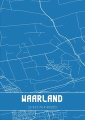 Blueprint of the map of Waarland located in Noord-Holland the Netherlands.