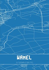 Blueprint of the map of Wamel located in Gelderland the Netherlands.