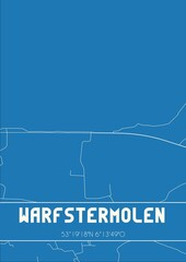 Blueprint of the map of Warfstermolen located in Fryslan the Netherlands.