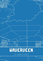 Blueprint of the map of Waverveen located in Utrecht the Netherlands.