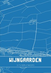 Blueprint of the map of Wijngaarden located in Zuid-Holland the Netherlands.
