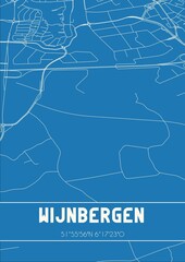 Blueprint of the map of Wijnbergen located in Gelderland the Netherlands.