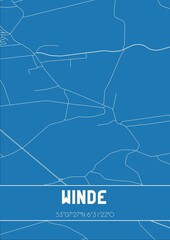 Blueprint of the map of Winde located in Drenthe the Netherlands.