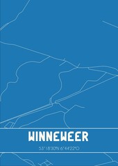 Blueprint of the map of Winneweer located in Groningen the Netherlands.