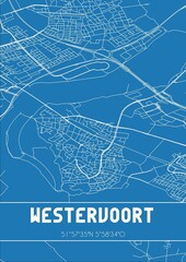 Blueprint of the map of Westervoort located in Gelderland the Netherlands.