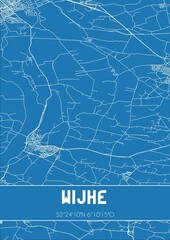 Blueprint of the map of Wijhe located in Overijssel the Netherlands.